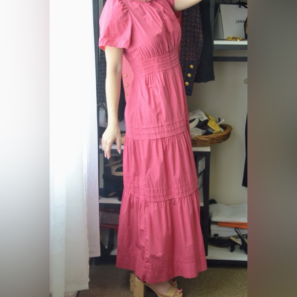 Quince pink 100% cotton tiered dress size small - Picture 3 of 9